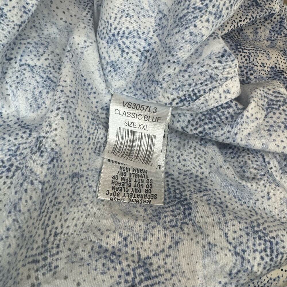 Bugatchi Mens Classic Fit Comfort Stretch Blue and White Abstract Shirt Size XXL - Picture 9 of 9
